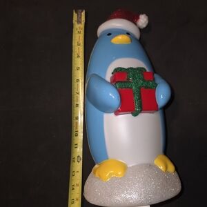 Festive Penguin Toy with Gift - Blue and Red